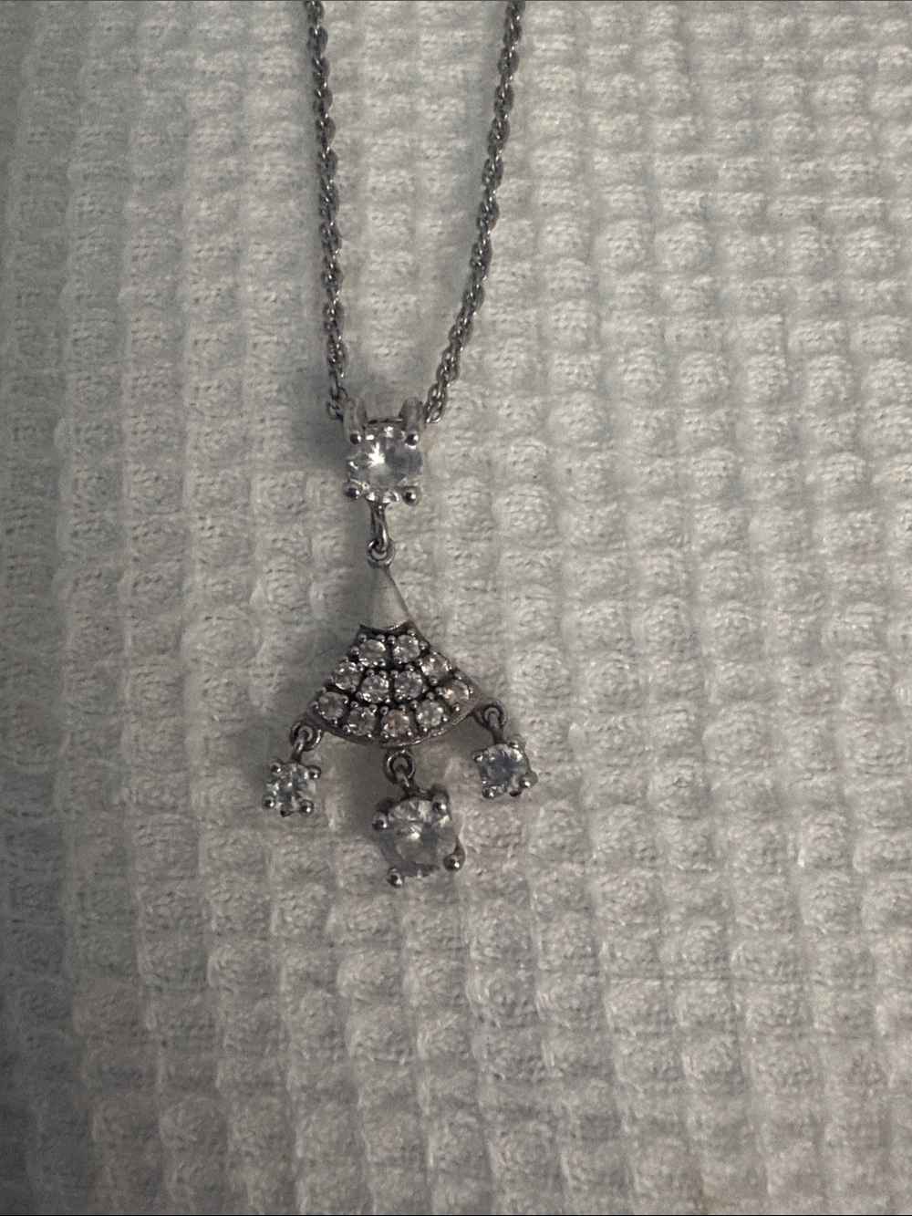 Sterling Silver Zircon Drop Necklace - Silver